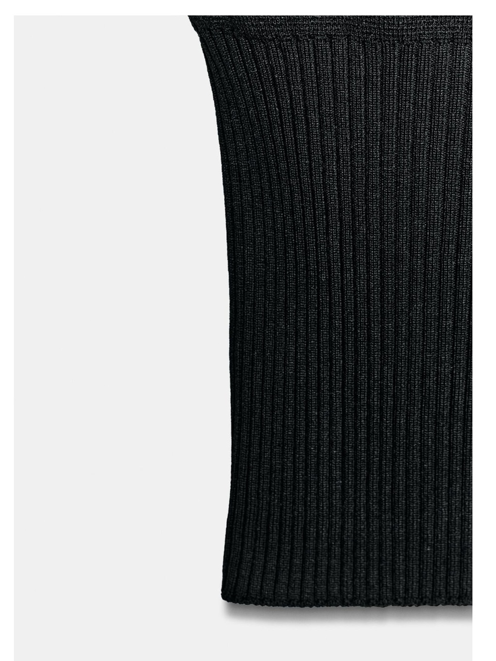 Zara Black Shoulder Pad  Ribbed-Waist Knit Top - Picture 8 of 8